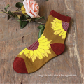 WSP-1185 Wholesale Jacquard Fahion Style Sun Flower Pattern Color Brown Women Socks China Manufacturer Latest Design Socks